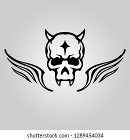 Skull head tattoo logo icon design, vector illustration