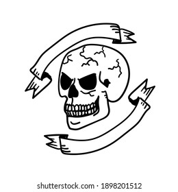 skull head tattoo symbol design illustrator