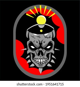 la cabeza del cráneo es terrible cuando se le hace la idea de la cabeza. junto a él hay un color rojo que significa que es como la sangre
