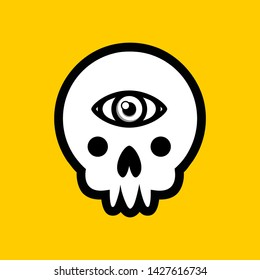 Skull head with third eye concept - vector