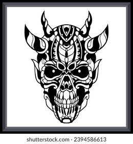 skull head tribal tattoo mandala arts.