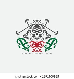 skull head tribal vector illustration, for your company or brand