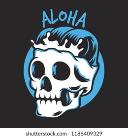 
skull head vector design with waves