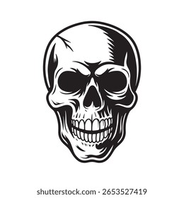 Skull Head Vector, Human Skull Illustration, Horror Skull Clipart