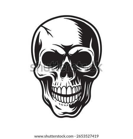 Skull Head Vector, Human Skull Illustration, Horror Skull Clipart