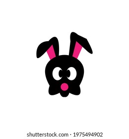 skull head vector illustration with bunny ears signifying love to death, great for loyalty logos and icons