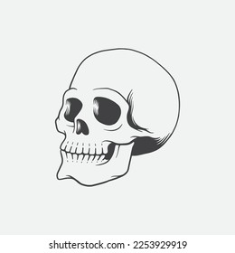 Skull Head Vector Illustration. Design element for shirt design, logo, sign, poster, banner, card