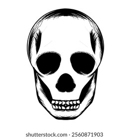 Skull head vector illustration in elegant line style. This minimalist design gives a classic impression and is suitable for projects with a gothic or horror theme.