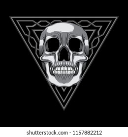 Skull Head vector illustration on triangle ornament art isolated for t-shirt and other