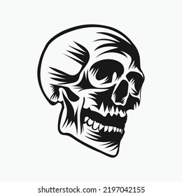 Skull head vector illustration on white background.
