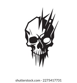 Skull head vector illustration on a white background. Scary human skull. Vector illustration.