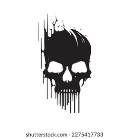 Skull head vector illustration on a white background. Scary human skull. Vector illustration.