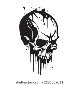 Skull head vector illustration on a white background. Scary human skull. Vector illustration.