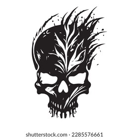 Skull head vector illustration on a white background. Scary human skull. Vector illustration.