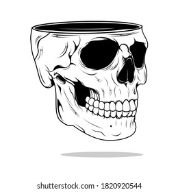 Skull Head Vector Illustration. Skull Illustration White Isolated. Illustration Style For Banner, Merch