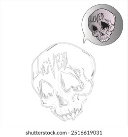 skull head vector image full color and black and white