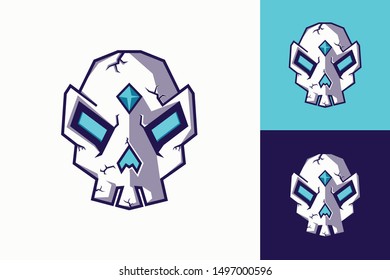 skull head vector logo design simple