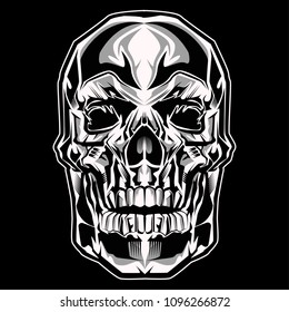 Skull Head Vector On Black Background