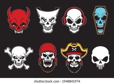 skull head vector set. illustration