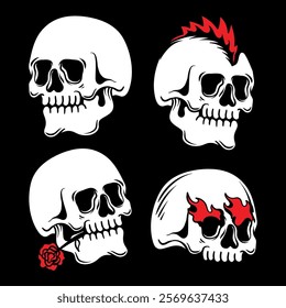Skull head vector set illustration