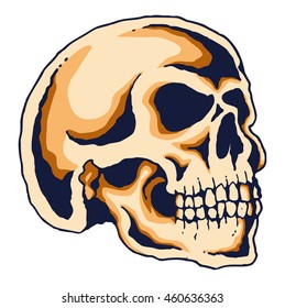 skull head vector with vintage tattoo style