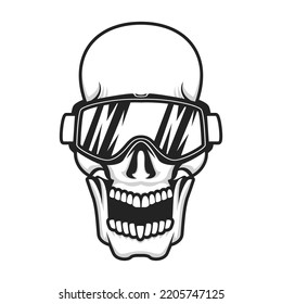 skull head vector wearing swimming goggles. suitable for logo, tattoo, sticker, mascot, T-shirt, etc.