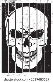 Cabeça do crânio vintage design cartaz preto e branco