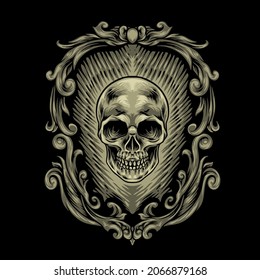 Skull Head With Vintage Frames Illustration for your business or merchandise