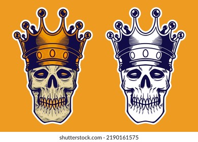 skull head wear crown vector illustration