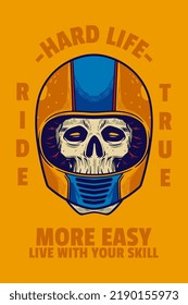 skull head wear helmet card poster vector illustration