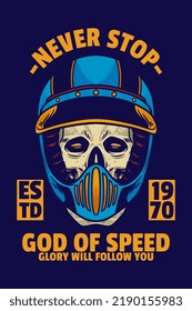 skull head wear helmet card poster vector illustration
