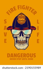 skull head wear helmet card poster vector illustration