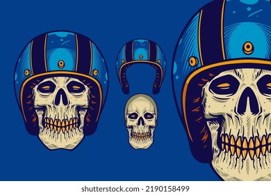 skull head wear helmet vector illustration