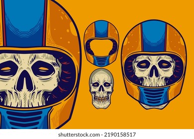skull head wear helmet vector illustration