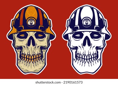 skull head wear helmet vector illustration