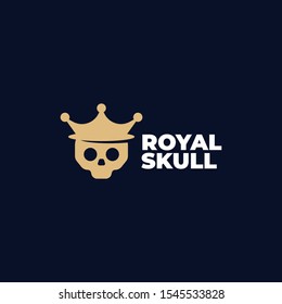 Skull head wearing crown illustration for logo template design.