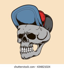 skull head wearing hat