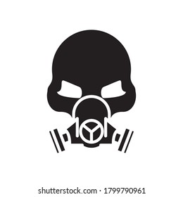 skull head wearing mask silhouette style icon vector illustration design