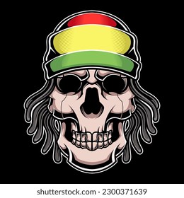 Skull Head Wearing Rasta Reggae Hat from Jamaica