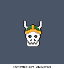 Skull Head Wearing Viking Helmet Pixel Stock Vector (Royalty Free ...