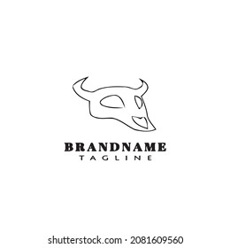 skull head of wild bull logo icon design template modern vector illustration