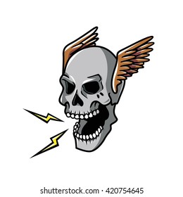skull head with wings
