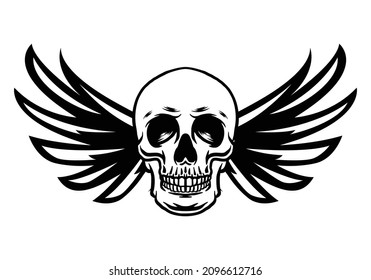 Skull head with wings illustration