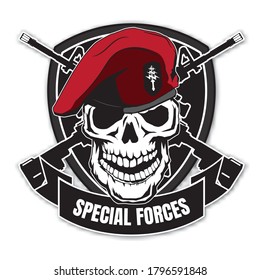 Skull head with wings for military badges, printing on T-shirts. Vector Logos Collection.