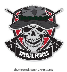 Skull head with wings for military badges, printing on T-shirts. Vector Logos Collection.