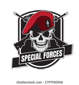 Skull head with wings for military badges, printing on T-shirts. Vector Logos Collection.