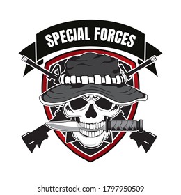 Skull head with wings for military badges, printing on T-shirts. Vector Logos Collection.