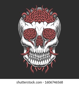 Skull head Worm vector illustration for your company or brand