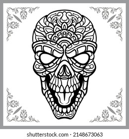 Skull head zentangle arts isolated on white background