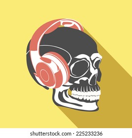 skull with headphone